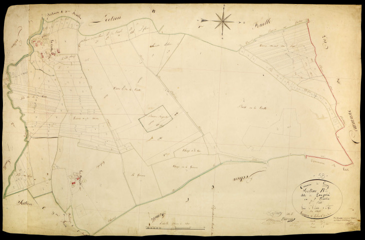 Perroy, cadastre ancien : plan parcellaire de la section B dite de Pauprisé, feuille 2