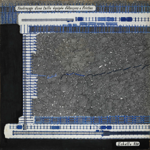 Vue plan taille classique, étançons à friction.