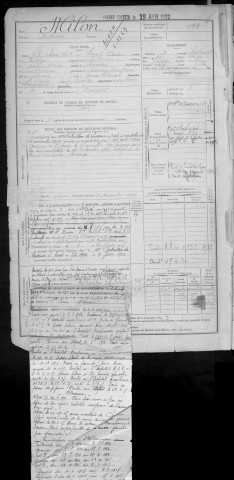 Bureau de Nevers, classe 1900 : fiches matricules n° 498 à 999