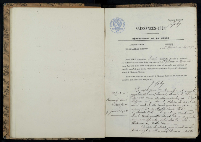 Saint-Hilaire-en-Morvan : actes d'état civil.