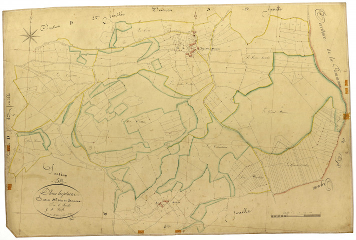 Dun-les-Places, cadastre ancien : plan parcellaire de la section D dite de Bornoux, feuille 5