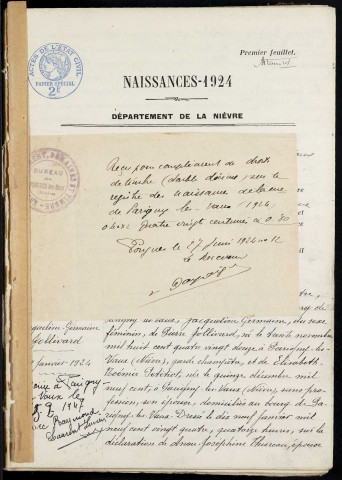 Parigny-les-Vaux : actes d'état civil.