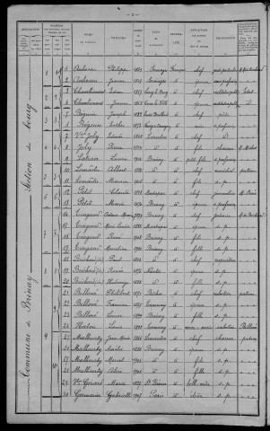Brinay : recensement de 1911