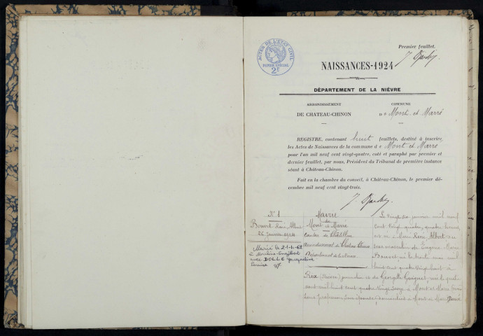 Mont-et-Marré : actes d'état civil.