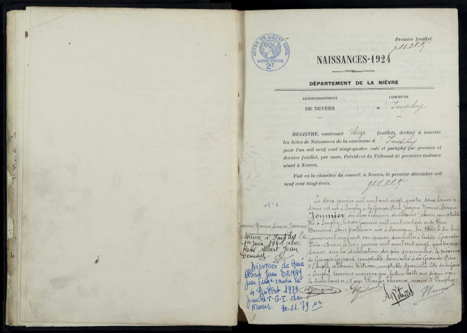 Imphy : actes d'état civil.