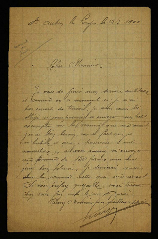 HUGON (Joseph), à Saint-Aubin-les-Forges et Tamnay-en-Bazois (Nièvre) : 3 lettres.