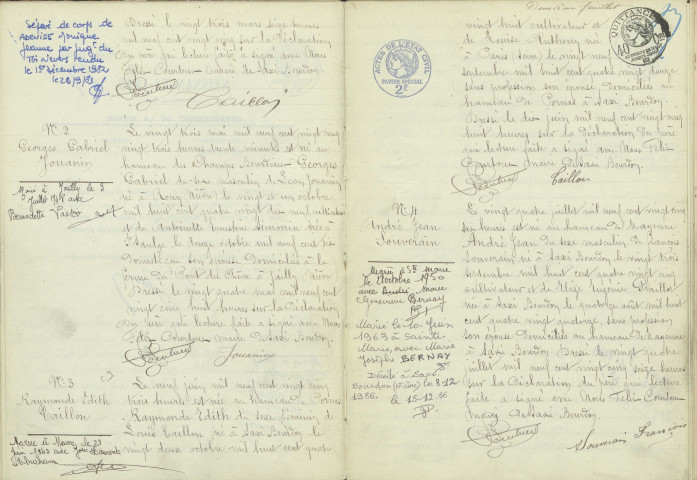 Saxi-Bourdon : actes d'état civil.