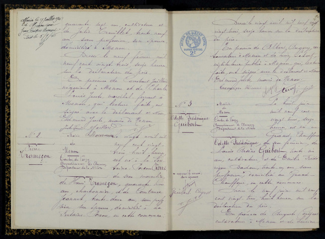 Menou : actes d'état civil.