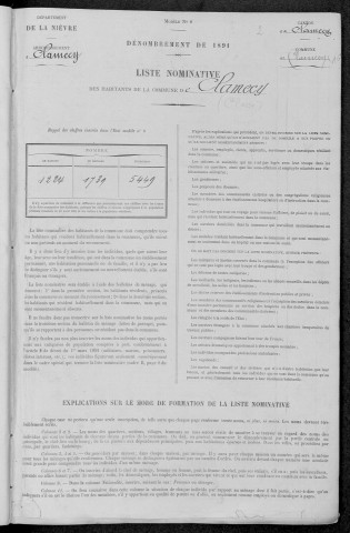 Clamecy : recensement de 1891