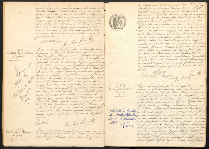 Montigny-en-Morvan : actes d'état civil.