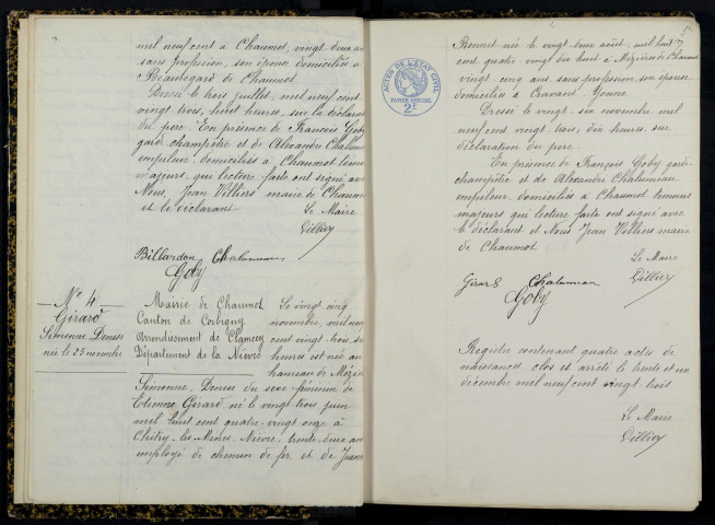 Chaumot : actes d'état civil.