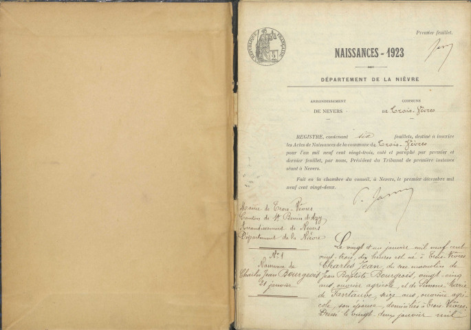 Trois-Vèvres : actes d'état civil.