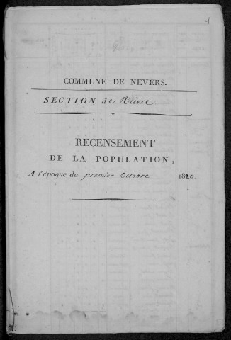 Nevers, Section de Nièvre : recensement de 1820