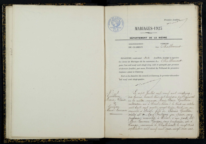 Challement : actes d'état civil.