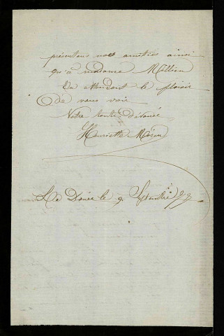 MORIN (Henriette), à La Douée, commune de Saint-Aubin-les-Forges (Nièvre) : 1 lettre.