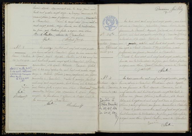 Beaulieu : actes d'état civil.