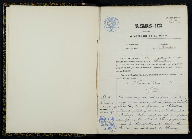 Champallement : actes d'état civil.