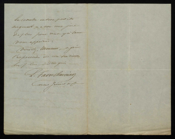 FAVRE-CLAVAIROZ (L.), Consul général à Trieste (Italie) : 1 lettre.