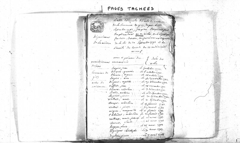 Giry : tables décennales.