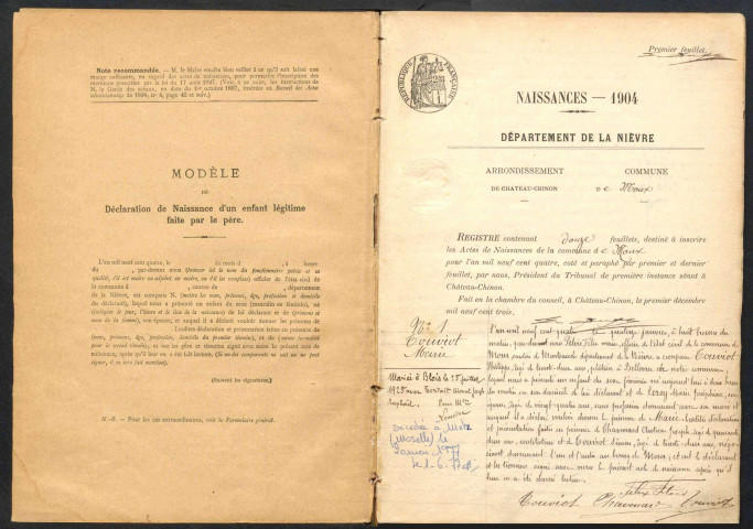 Moux-en-Morvan : actes d'état civil.