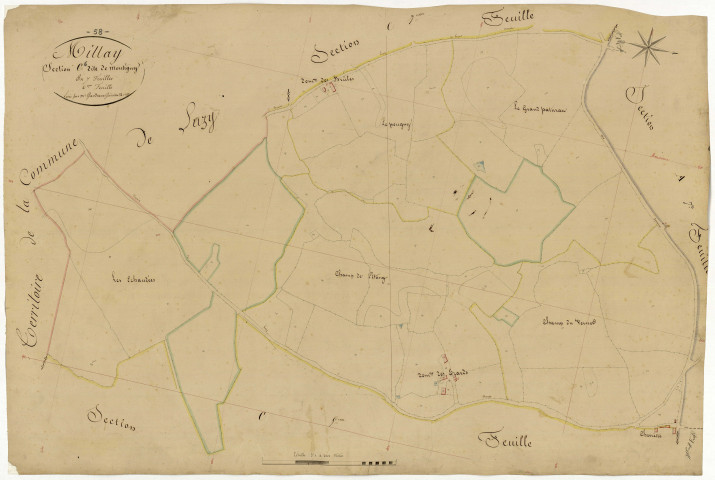 Millay, cadastre ancien : plan parcellaire de la section C dite de Montigny, feuille 6