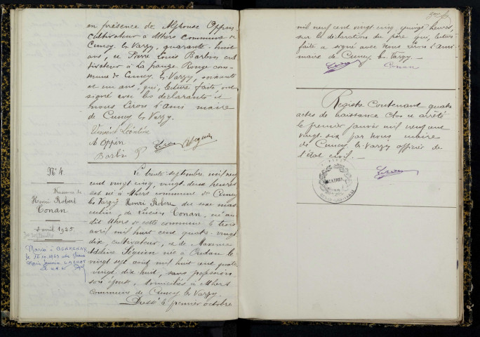 Cuncy-lès-Varzy : actes d'état civil.