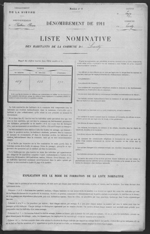 Lanty : recensement de 1911