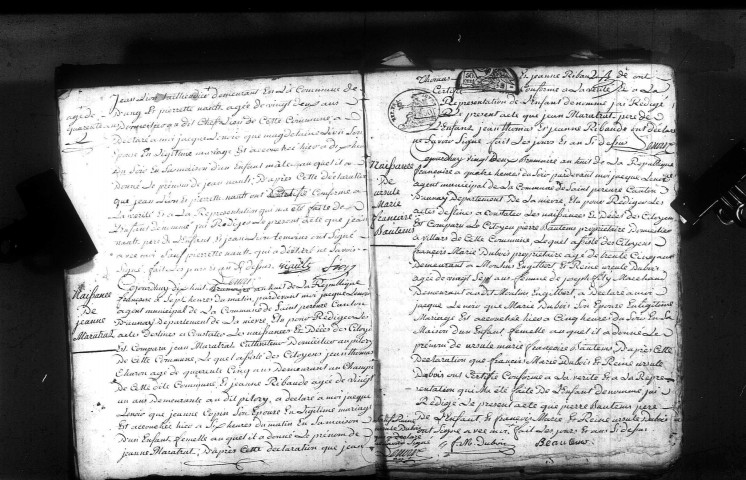 Saint-Péreuse : actes d'état civil.