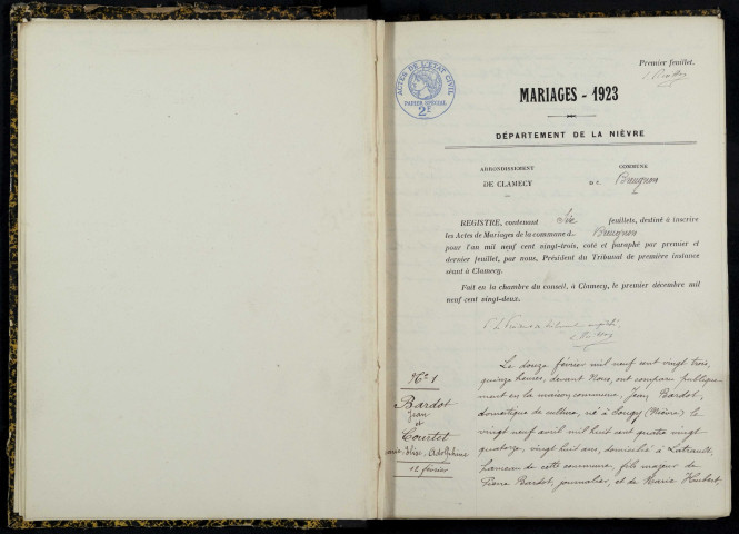 Breugnon : actes d'état civil.