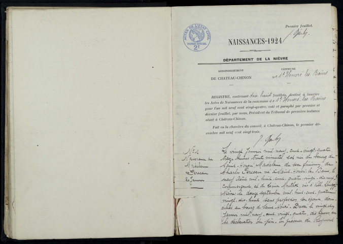 Saint-Honoré-les-Bains : actes d'état civil.