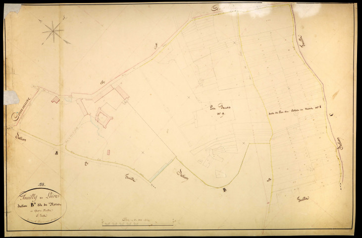 Pouilly-sur-Loire, cadastre ancien : plan parcellaire de la section B dite du Nozet, feuille 4