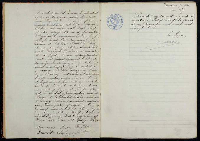 Druy-Parigny : actes d'état civil.