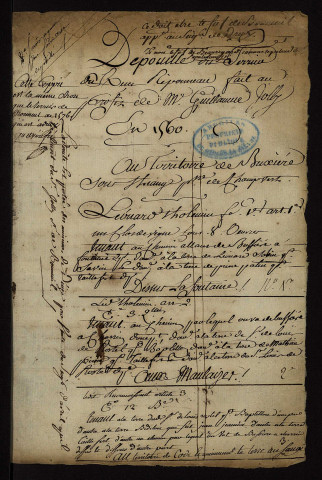 Fief de Bonneul ou Bonneuil à Sougy-sur-Loire : copie du terrier de 1560.