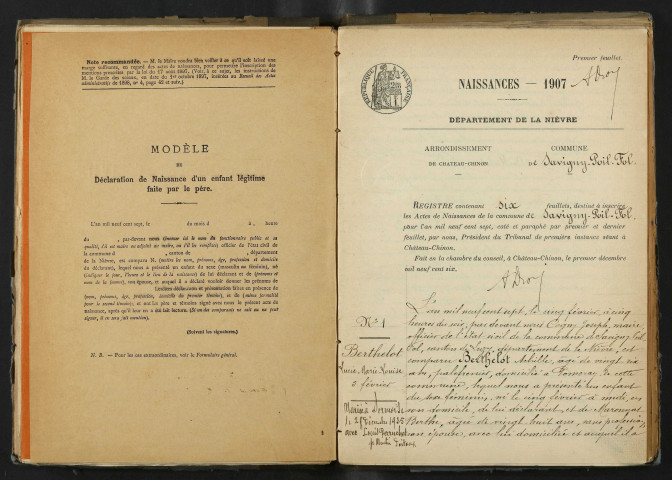 Savigny-Poil-Fol : actes d'état civil.