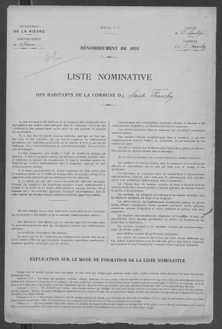 Saint-Franchy : recensement de 1931