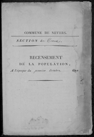 Nevers, Section du Croux : recensement de 1820