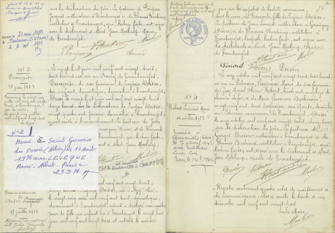 Tronsanges : actes d'état civil.