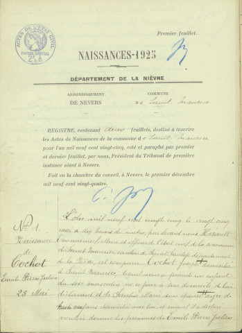 Saint-Maurice : actes d'état civil.