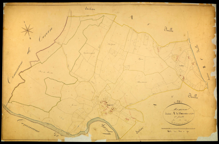 Mouron-sur-Yonne, cadastre ancien : plan parcellaire de la section A dite de Thaveneau, feuille 2
