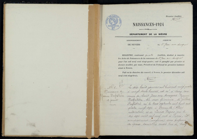 Saint-Jean-aux-Amognes : actes d'état civil.