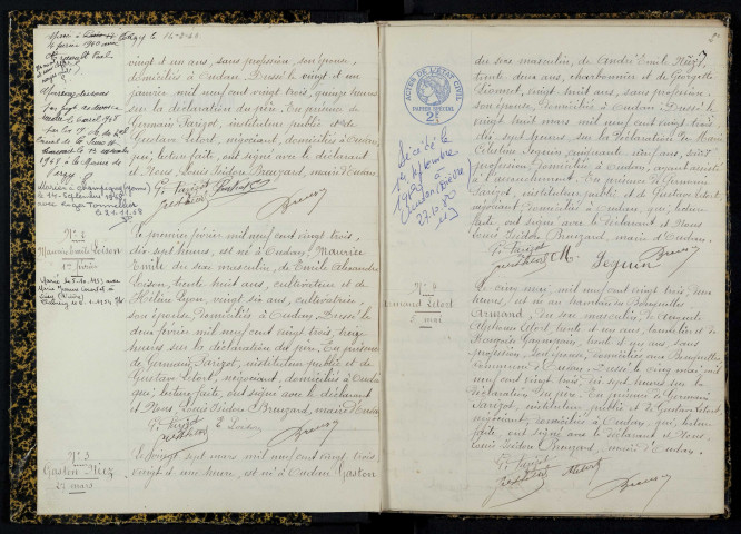 Oudan : actes d'état civil.