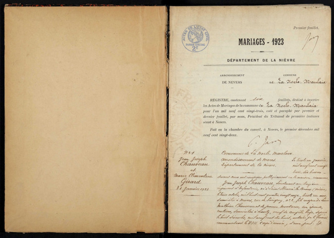 La Nocle-Maulaix : actes d'état civil.