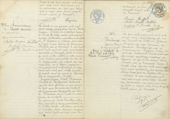 Ternant : actes d'état civil.