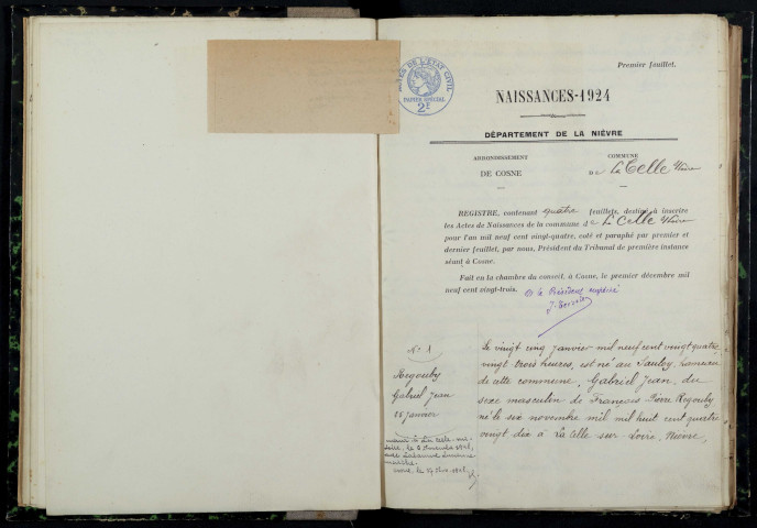 La Celle-sur-Loire : actes d'état civil.