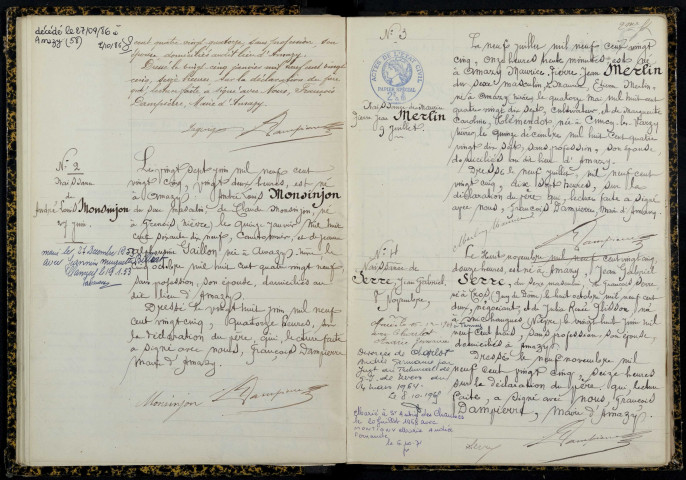 Amazy : actes d'état civil.