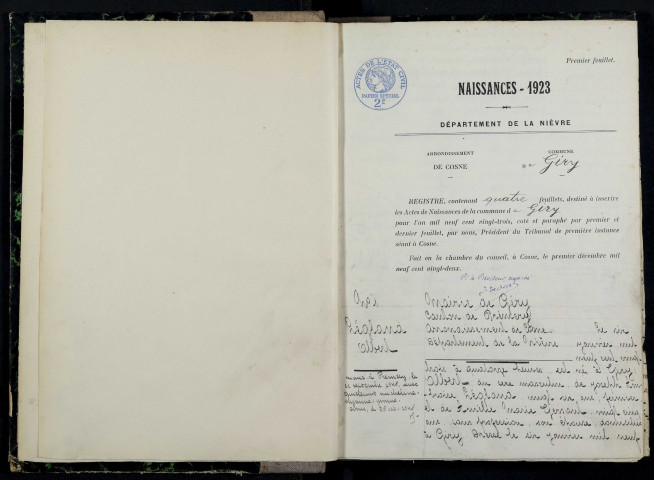 Giry : actes d'état civil.