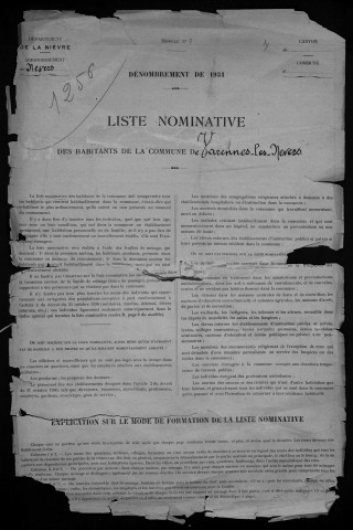 Varennes-Vauzelles : recensement de 1931