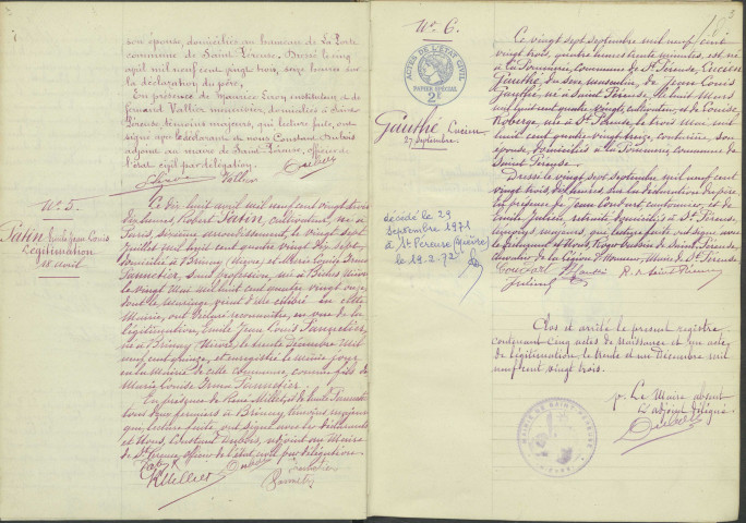 Saint-Péreuse : actes d'état civil.