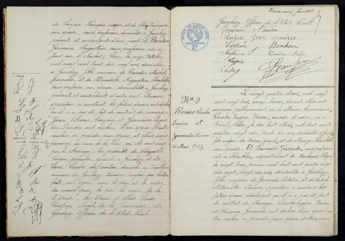 Garchizy : actes d'état civil (mariages).