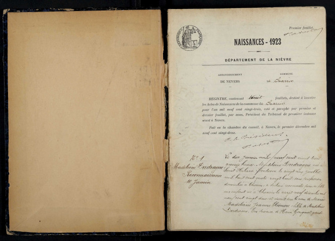 Charrin : actes d'état civil.